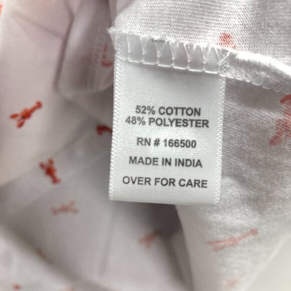 Emily Daniels Polo Top,‎ Size Medium, Lobster Print, Roll Tab Short Sleeve NEW - Picture 11 of 12